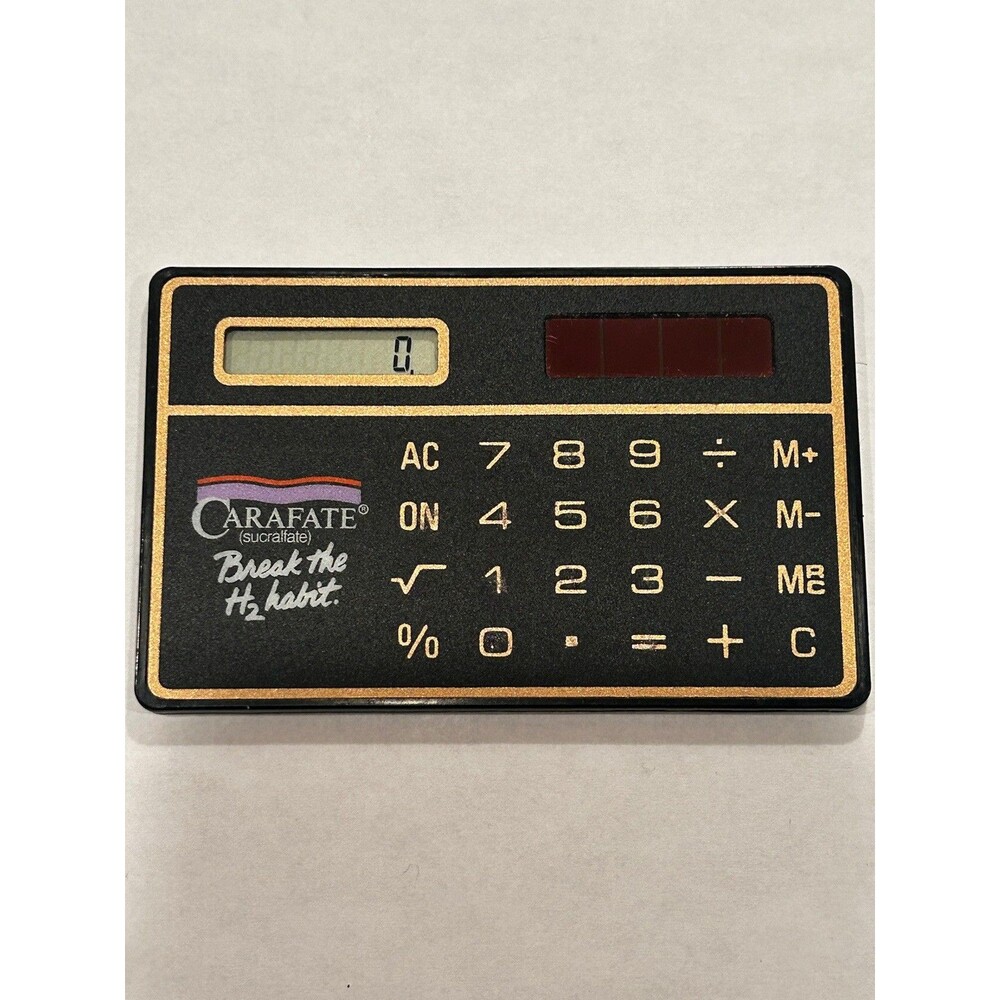 VTG CARAFATE Calculator Solar Powered Pharmaceutical Drug Rep Promo Advertising